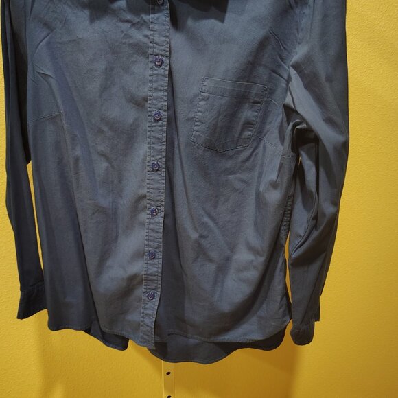 Apt. 9 Women's Button Front Collared Blouse Size XL Blue Solid - Picture 4 of 11